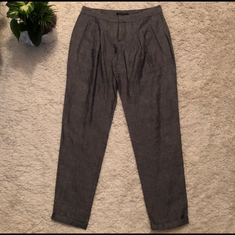 THEORY Dalisha Red Bay Blue Linen Pants Sz 6NWOT